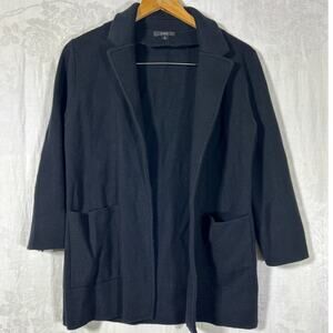 J Crew Cardigan Sweater Small Black Merino Wool Re Imagined Jacket
